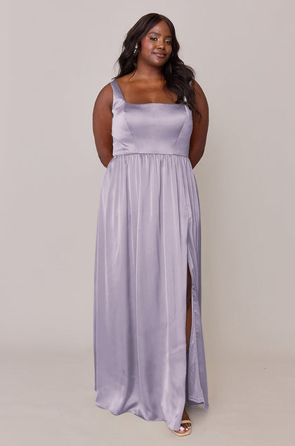 Whitney Satin Dress | Made To Order | Light Lavender