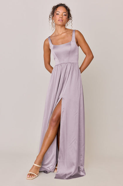 Whitney Satin Dress | Made To Order | Lilac