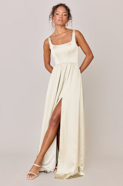 Whitney Satin Dress | Made To Order | Pale Yellow