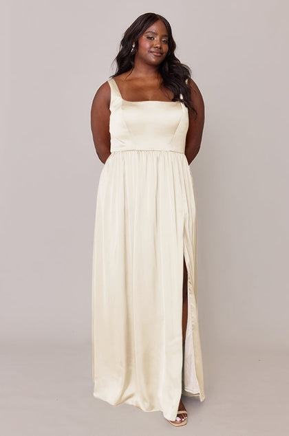 Whitney Satin Dress | Made To Order | Pale Yellow