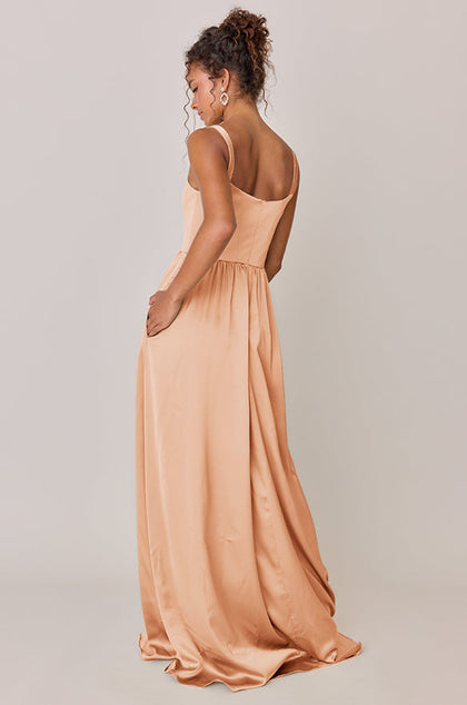 Whitney Satin Dress | Made To Order | Peach