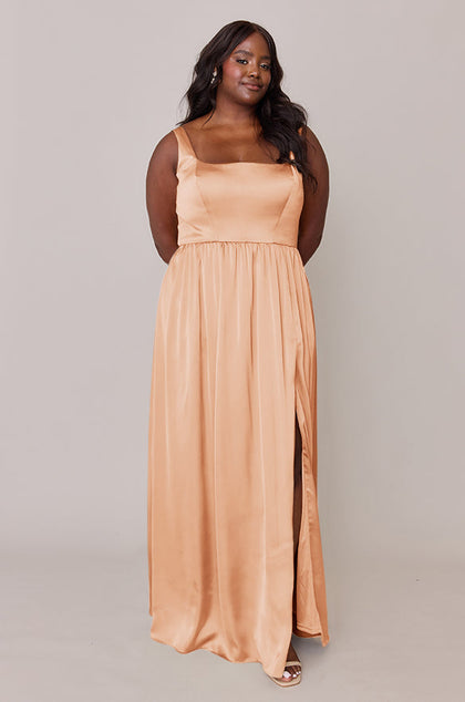 Whitney Satin Dress | Made To Order | Peach