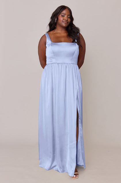 Whitney Satin Dress | Made To Order | Periwinkle