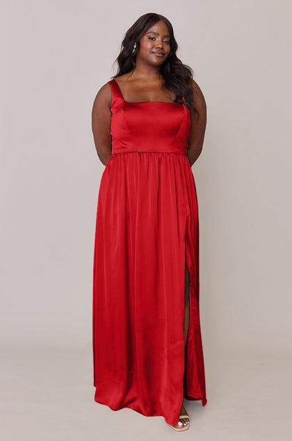 Whitney Satin Dress | Made To Order | Poppy Red