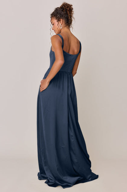 Whitney Satin Dress | Made To Order | Romantic Blue