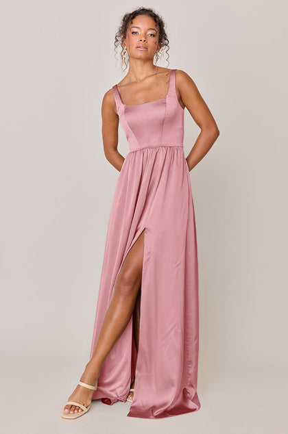 Whitney Satin Dress | Made To Order | Rosette