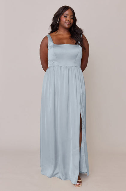 Whitney Satin Dress | Made To Order | Sky Blue