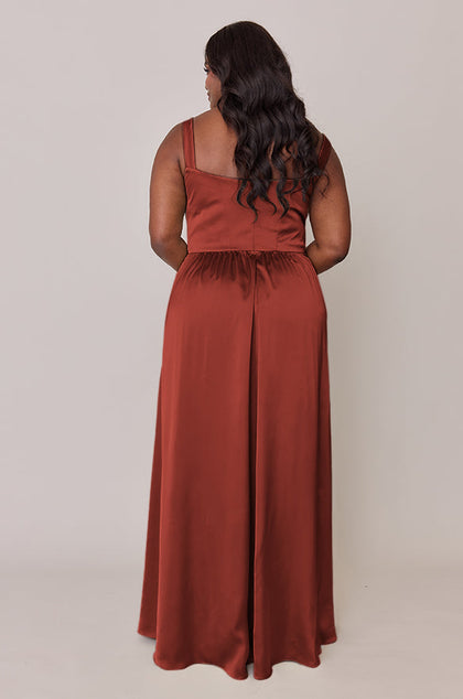 Whitney Satin Dress | Made To Order | Terracotta Rust