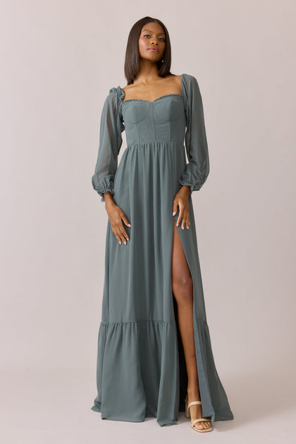 Willa Chiffon Dress | Made To Order | Eucalyptus