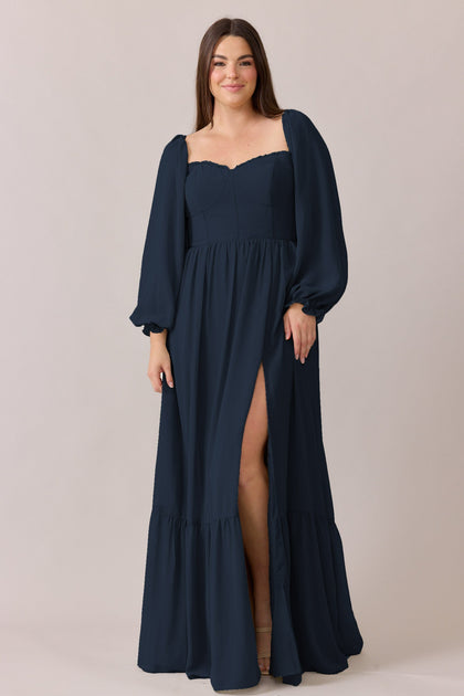 Willa Chiffon Dress | Made To Order | Navy Blue