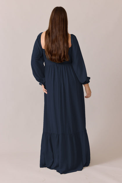 Willa Chiffon Dress | Made To Order | Navy Blue