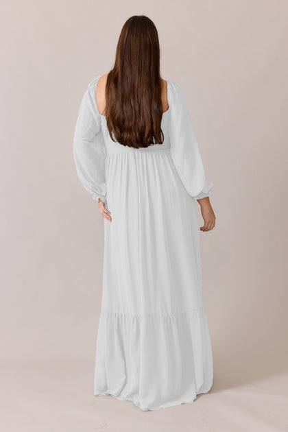 Willa Chiffon Dress | Made To Order | White Pearl