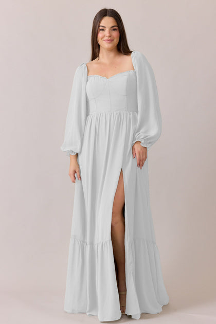 Willa Chiffon Dress | Made To Order | White Pearl