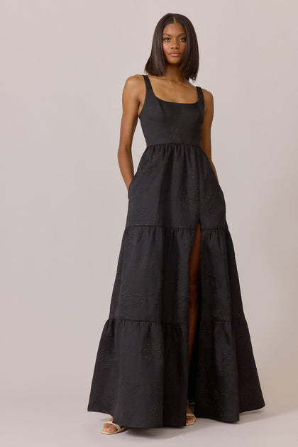 Winslet Jacquard Dress | Made To Order | Black