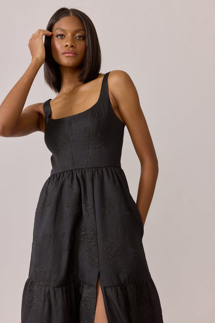 Winslet Jacquard Dress | Made To Order | Black