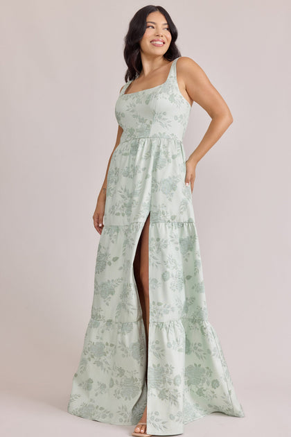 Winslet Jacquard Dress | Made To Order | Sage