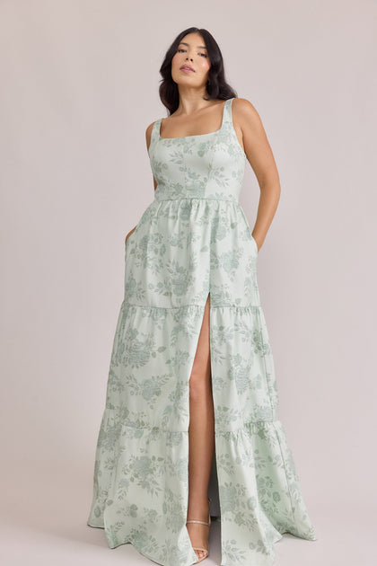 Winslet Jacquard Dress | Made To Order | Sage