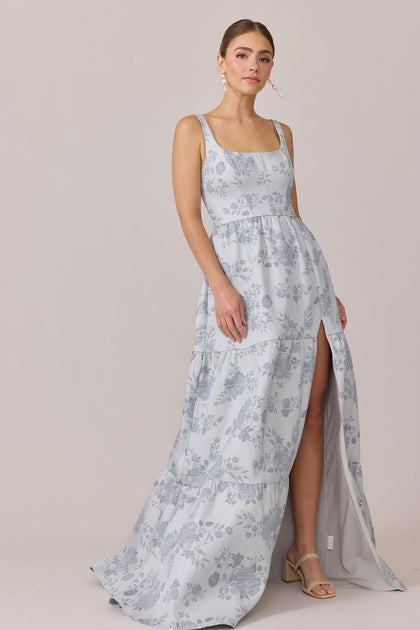 Winslet Jacquard Dress | Made To Order | Sky Blue