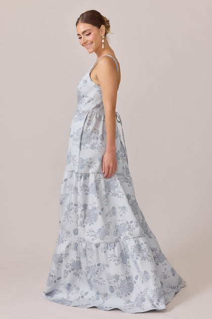 Winslet Jacquard Dress | Made To Order | Sky Blue