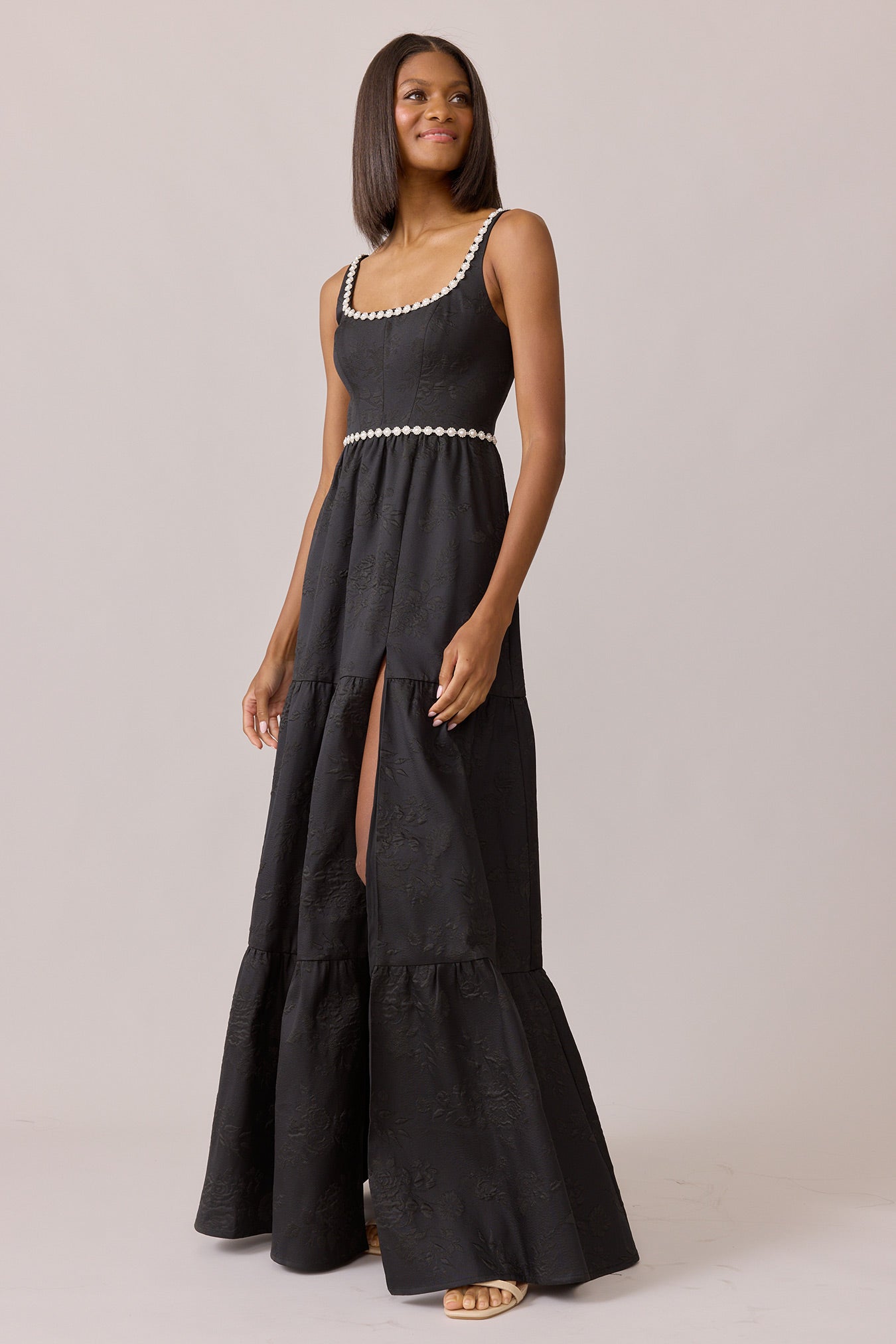 Winslet Luxe Jacquard Dress | Made To Order Champagne Winslet Luxe Jacquard Dress | Made To Order Champagne