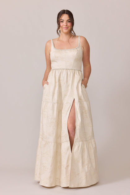 Winslet Luxe Jacquard Dress | Made To Order | Champagne