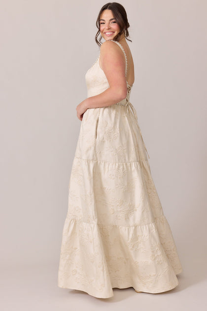 Winslet Luxe Jacquard Dress | Made To Order | Champagne