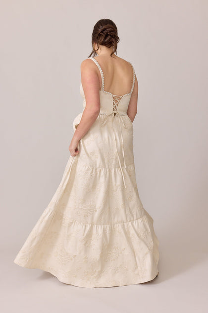 Winslet Luxe Jacquard Dress | Made To Order | Champagne