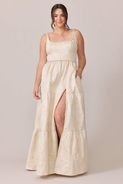 Winslet Luxe Jacquard Dress | Made To Order | Champagne