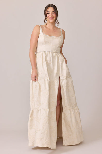 Winslet Luxe Jacquard Dress | Made To Order | Champagne