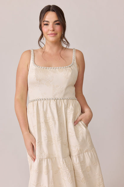 Winslet Luxe Jacquard Dress | Made To Order | Champagne