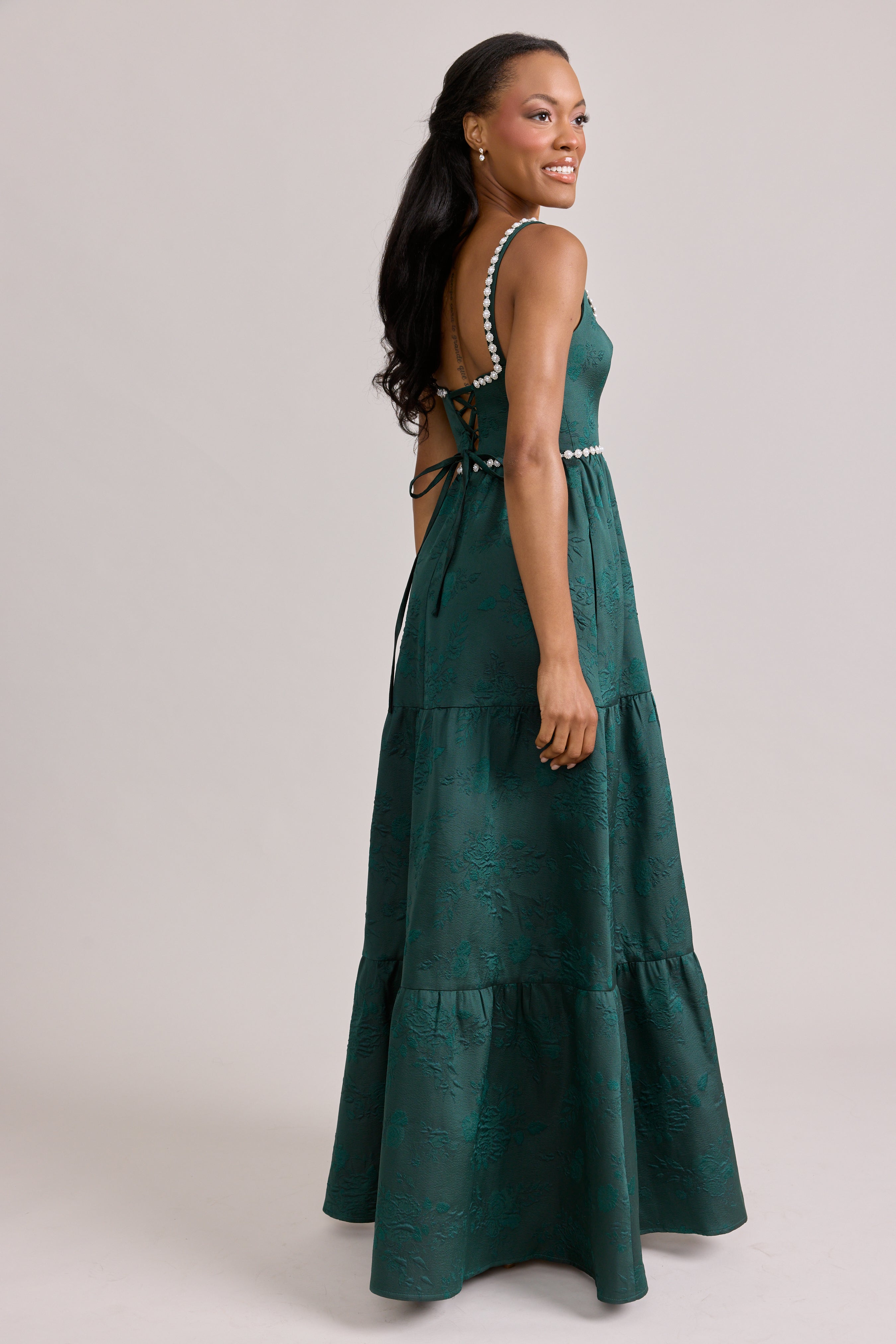 Winslet Luxe Jacquard Dress | Made To Order Champagne Winslet Luxe Jacquard Dress | Made To Order Champagne