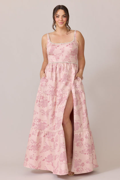 Winslet Luxe Jacquard Dress | Made To Order | Pink