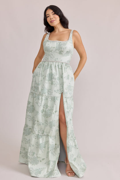 Winslet Luxe Jacquard Dress | Made To Order | Sage