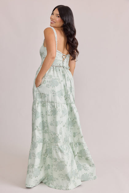 Winslet Luxe Jacquard Dress | Made To Order | Sage