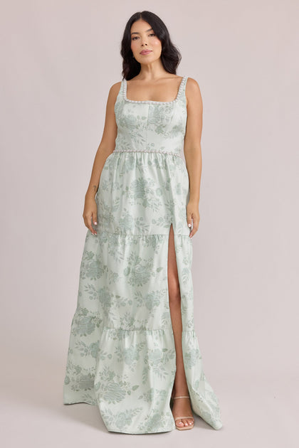 Winslet Luxe Jacquard Dress | Made To Order | Sage