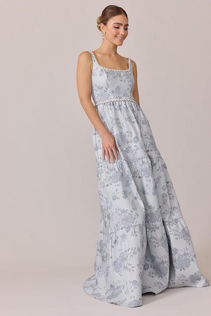 Winslet Luxe Jacquard Dress | Made To Order | Sky Blue