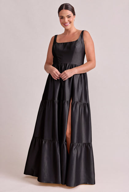 Winslet Luxe Sateen Dress | Black