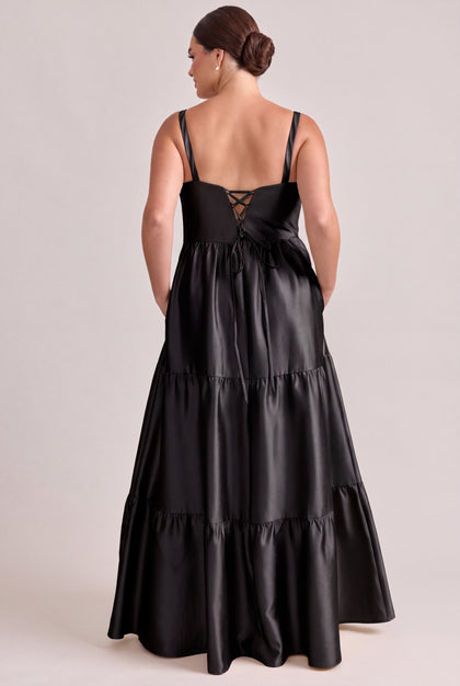 Winslet Luxe Sateen Dress | Black