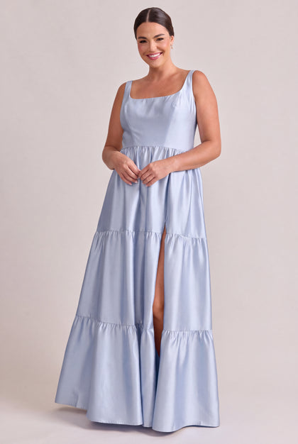 Winslet Luxe Sateen Dress | Blue Mist