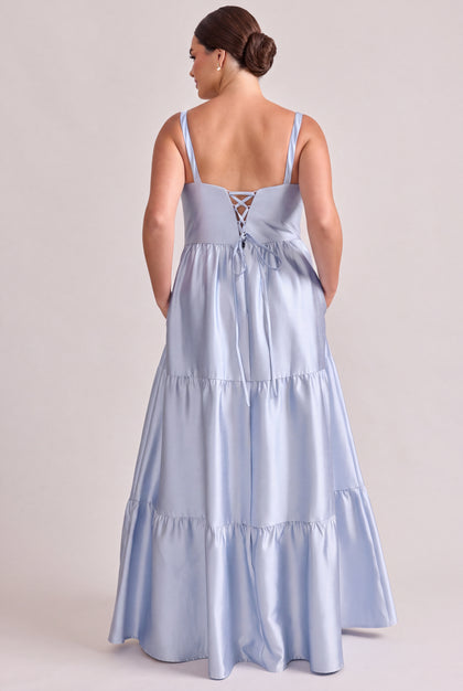 Winslet Luxe Sateen Dress | Blue Mist