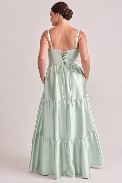 Winslet Luxe Sateen Dress | Soft Sage