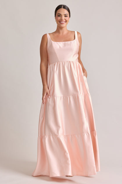 Winslet Luxe Sateen Dress | Light Peach