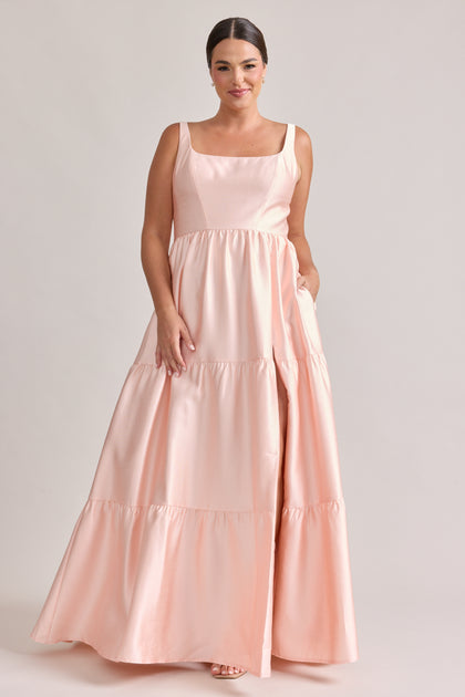 Winslet Luxe Sateen Dress | Light Peach
