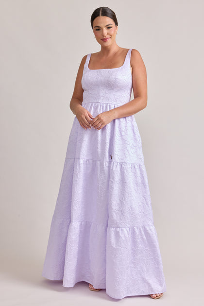 Winslet Tonal Jacquard Dress | Soft Violet