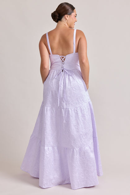 Winslet Tonal Jacquard Dress | Soft Violet