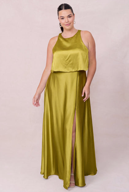 Wren Satin Dress | Made To Order | Chartreuse
