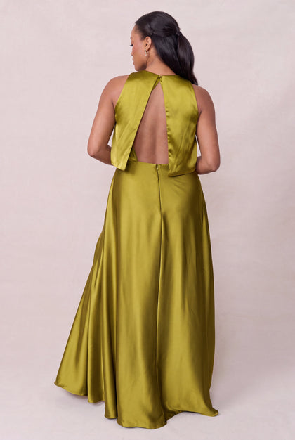Wren Satin Dress | Made To Order | Chartreuse