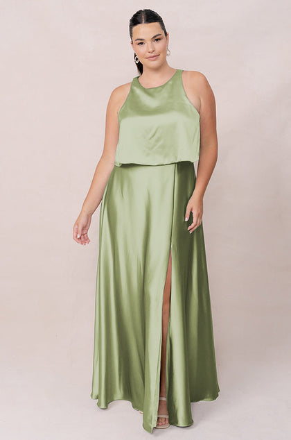 Wren Satin Dress | Made To Order | Matcha