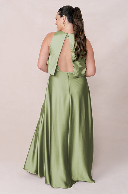 Wren Satin Dress | Made To Order | Matcha