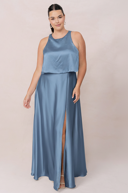 Wren Satin Dress | Made To Order | True Blue